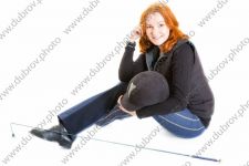 Студийная фотосессия в костюме для верховой езды